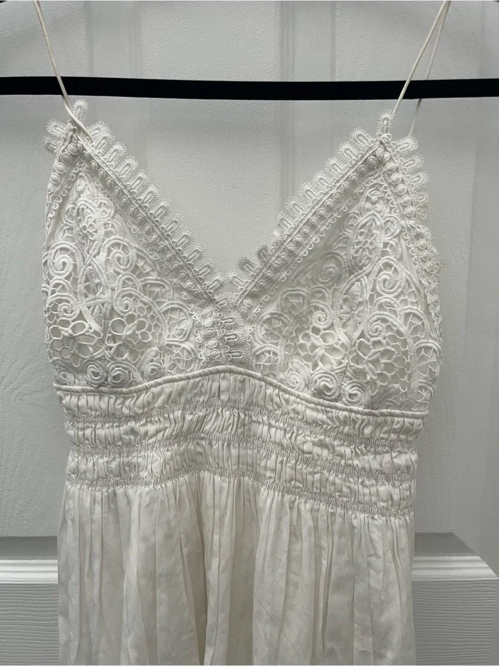 Zara White Crochet Bodice Spaghetti Strap Top - Picture 4 of 14